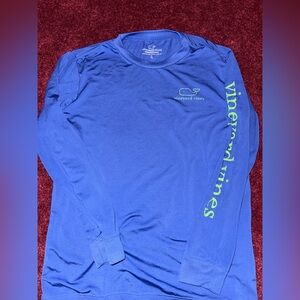 Vineyard vines performance blue long sleeve whale logo shirt medium 8-10